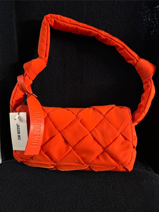 Jason Wu Handbags - Jason Wu Dylan Orange Shoulder Bag w Woven Nylon Design & Knotted Handle